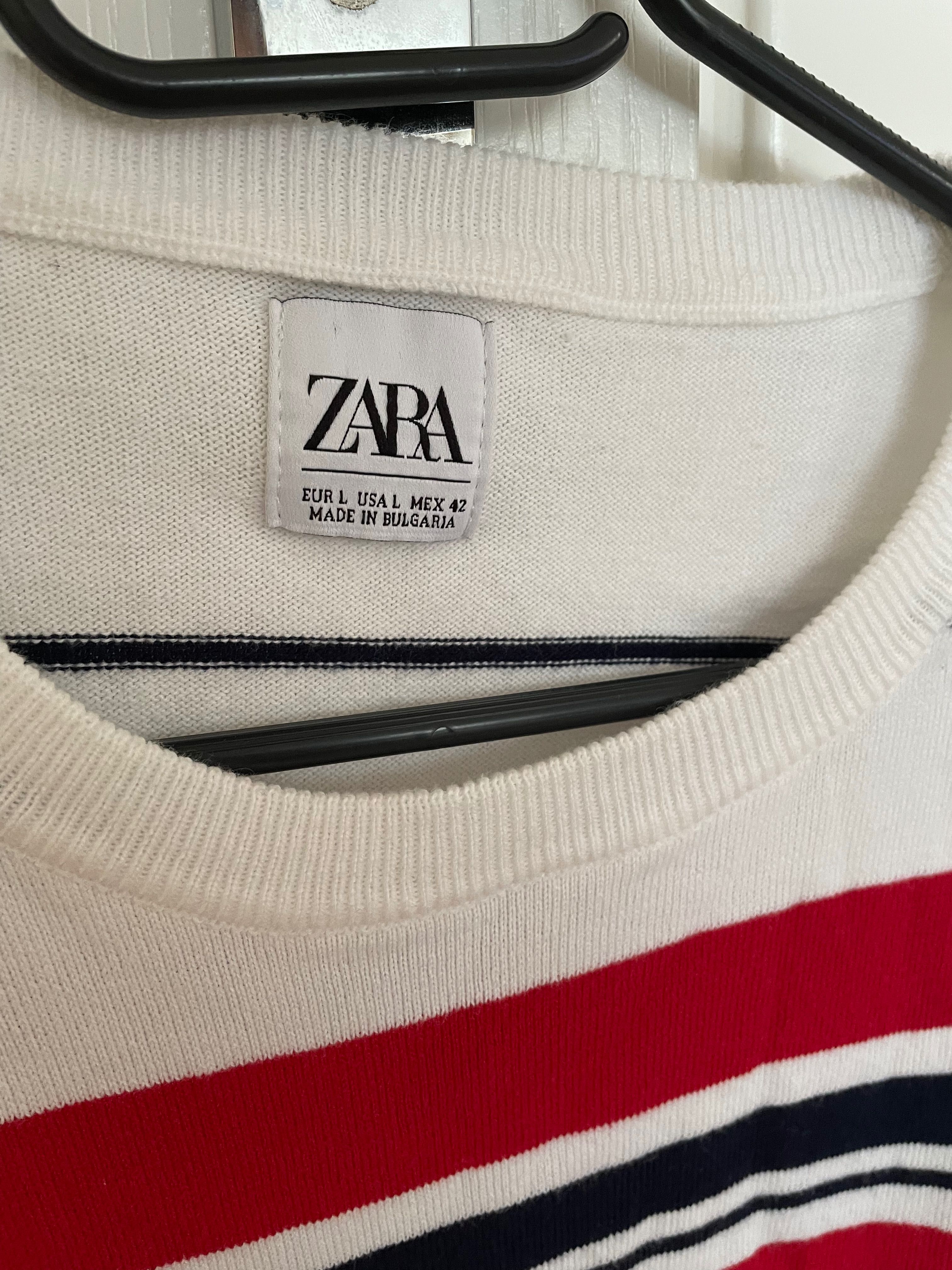 Męski sweter w paski L Zara 100% bawełna