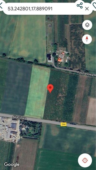 Działka budowlana Wtelno Akacjowa DW244 blisko Bydgoszcz Koronowo PnB