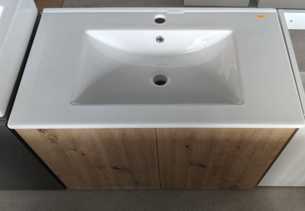 Szafka z umywalką 80cm biała, drewno