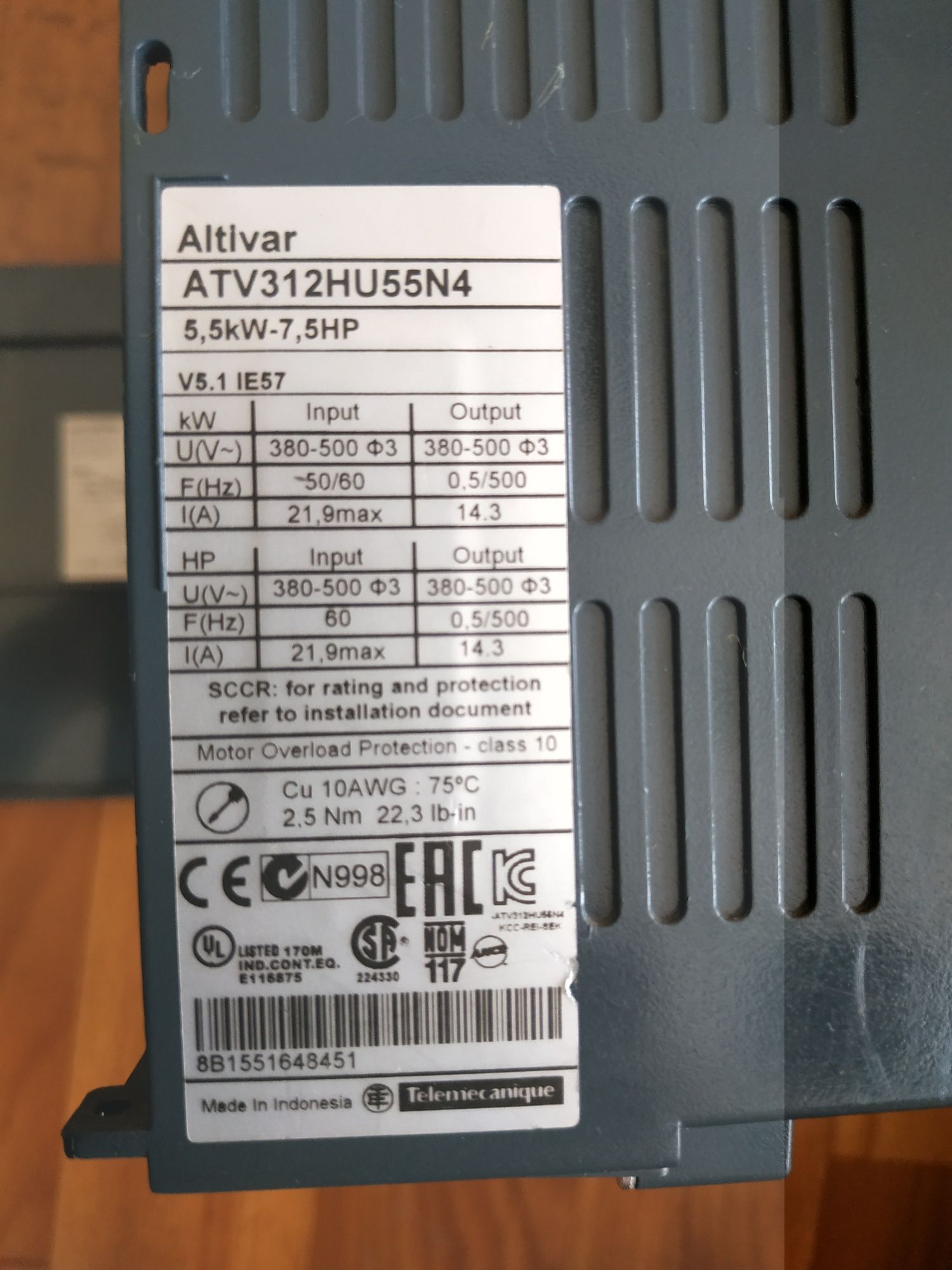 Частотный преобразователь 5,5 кВт 380-500 В 3Ф Schneider Electric ATV