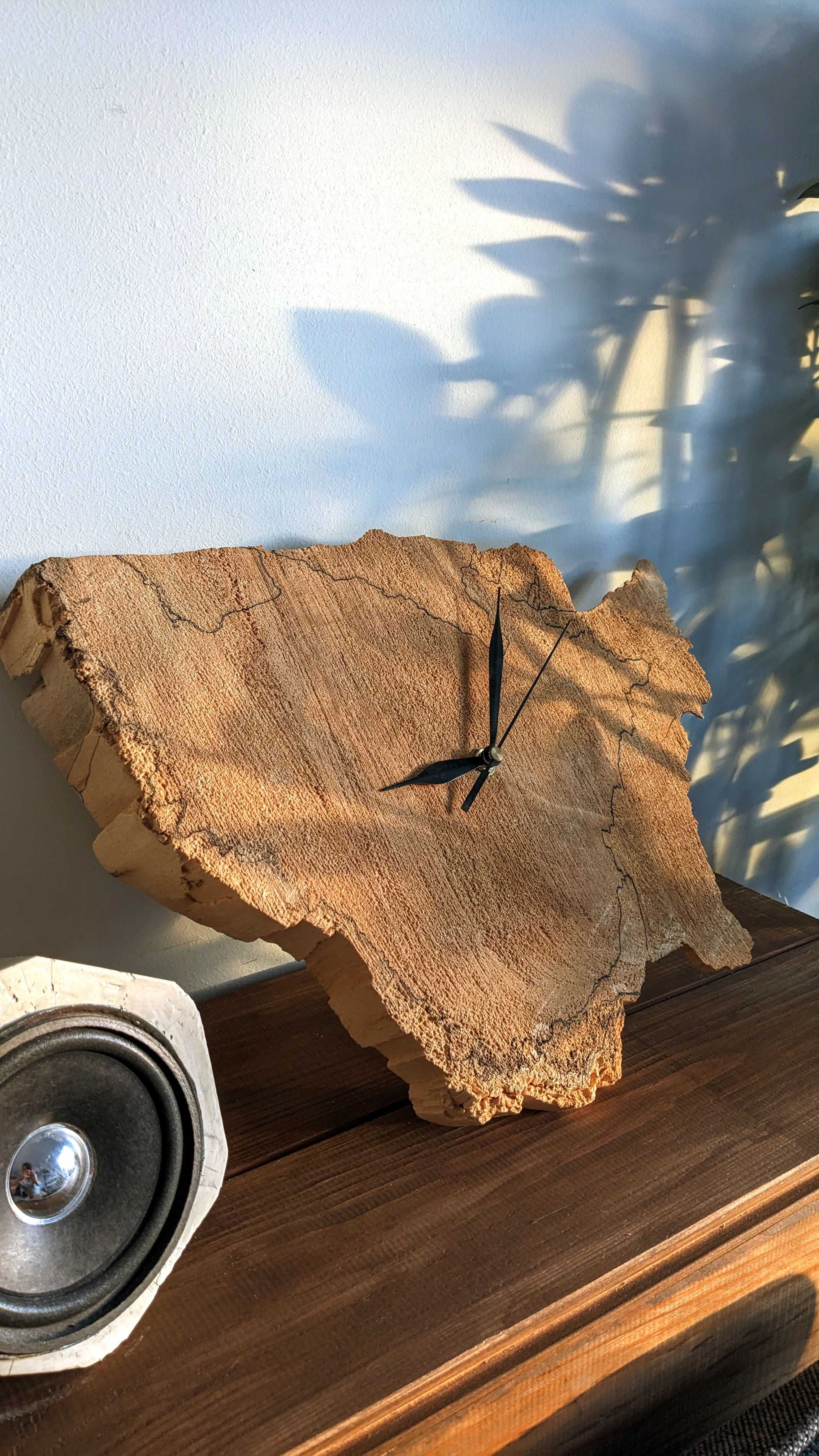 zegar z drewna w kształcie USA handmade drewniany loft boho scandi