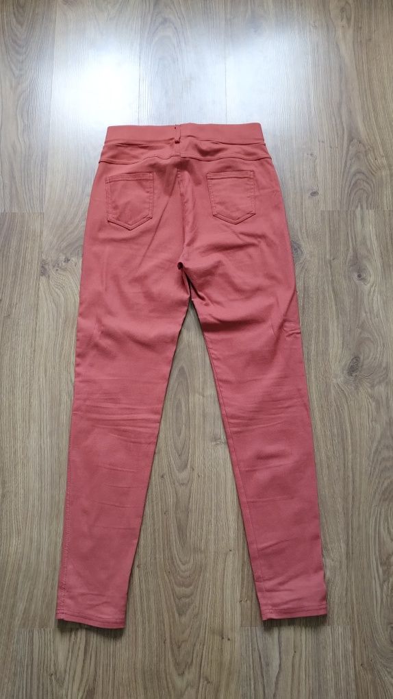 Materiałowe spodnie skinny ceglaste rozm. L 40