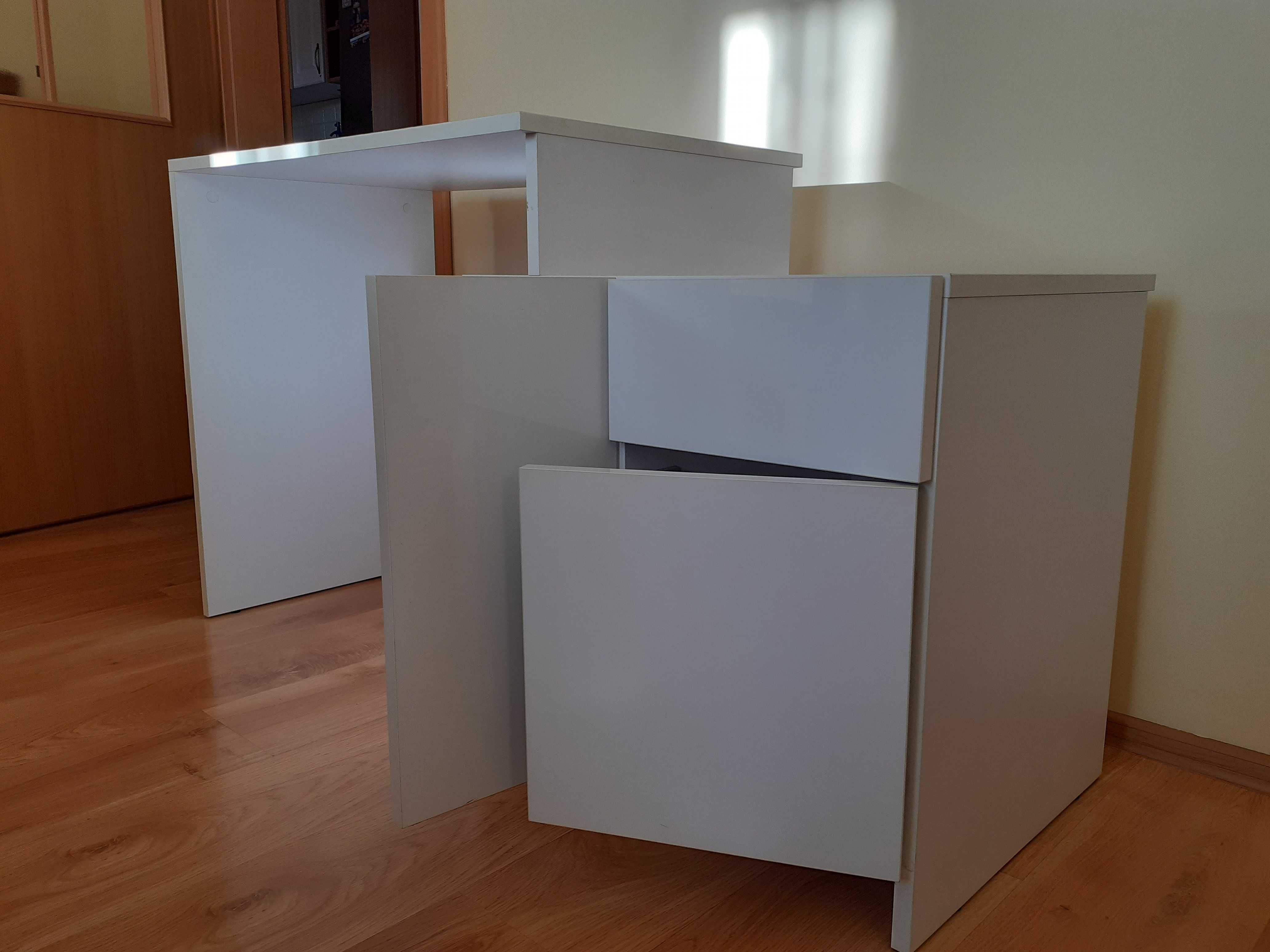 OKAZJA nowoczesne białe biurko z szafką