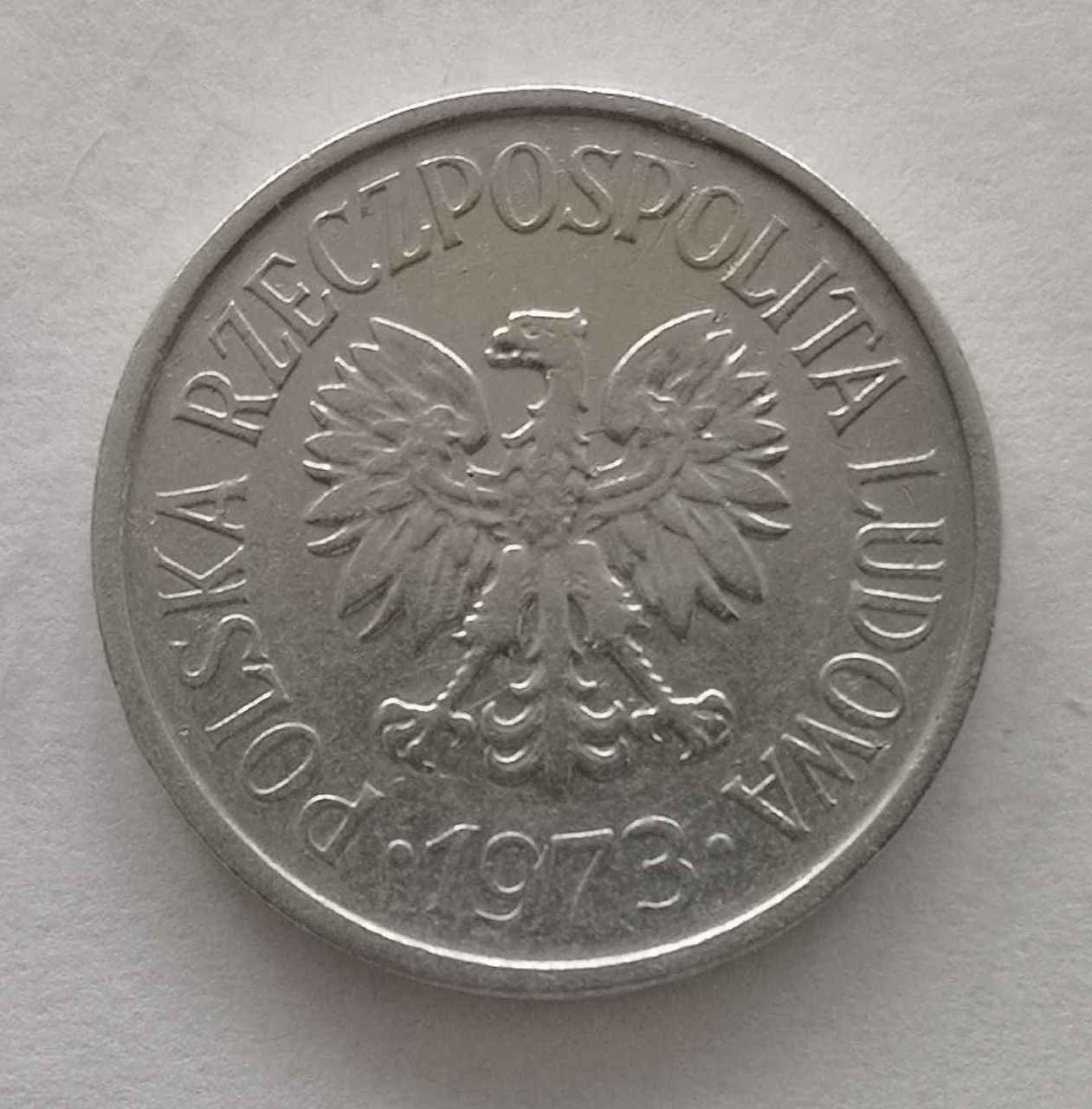 Moneta PRL 20 groszy 1973rAl. bez znaku mennicy.Stan jak na zdjęciach.