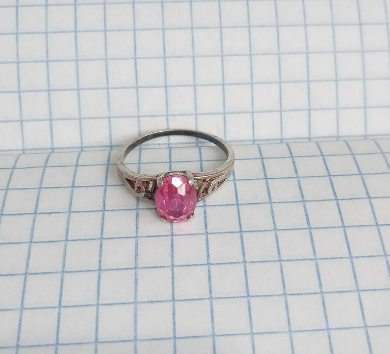 Вінтажне Кольцо колечко з розовим камнем Срібло 925 проба, вінтаж