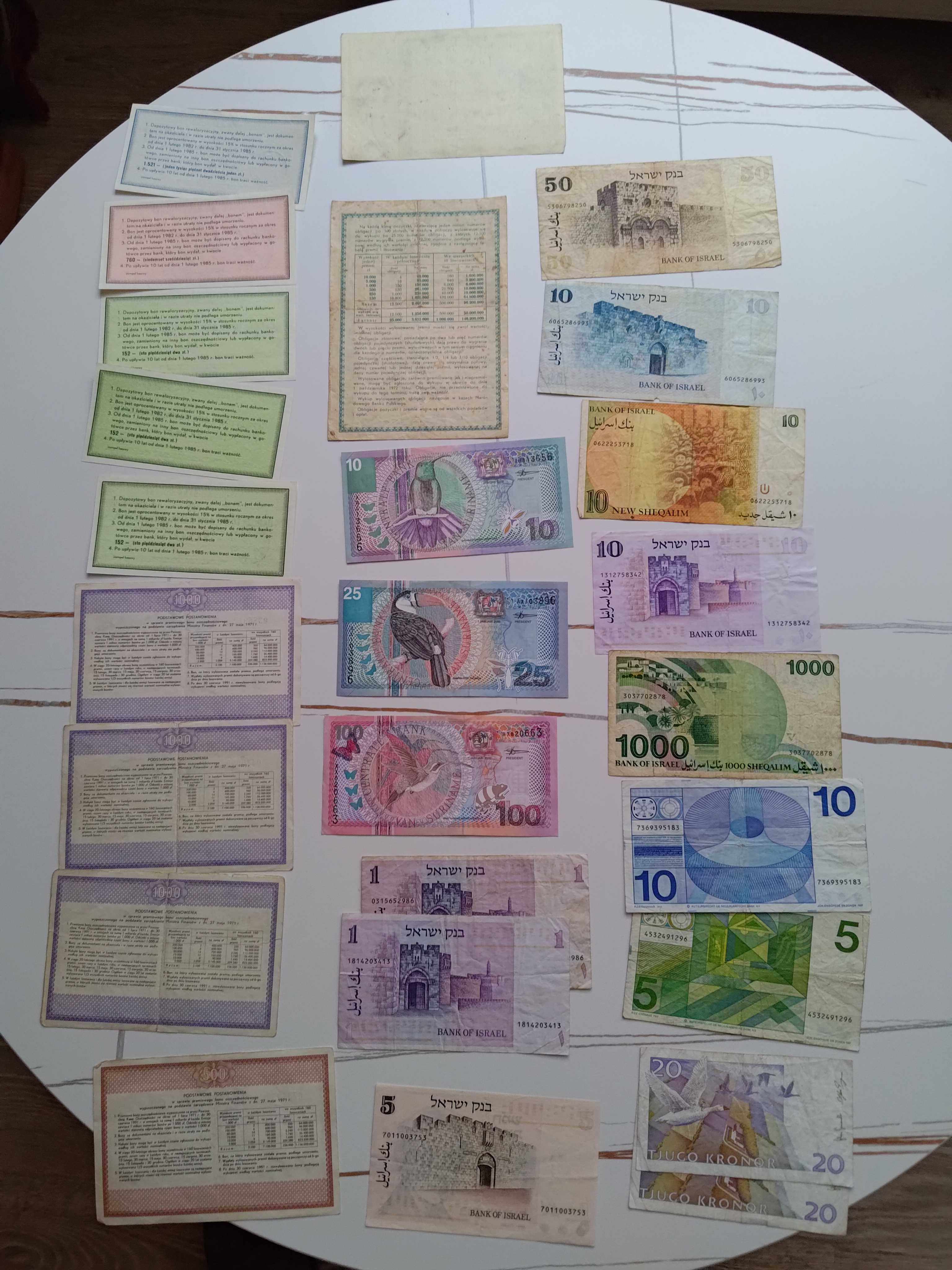 Zestaw banknotów kolekcjonerskich gulden korona szekle