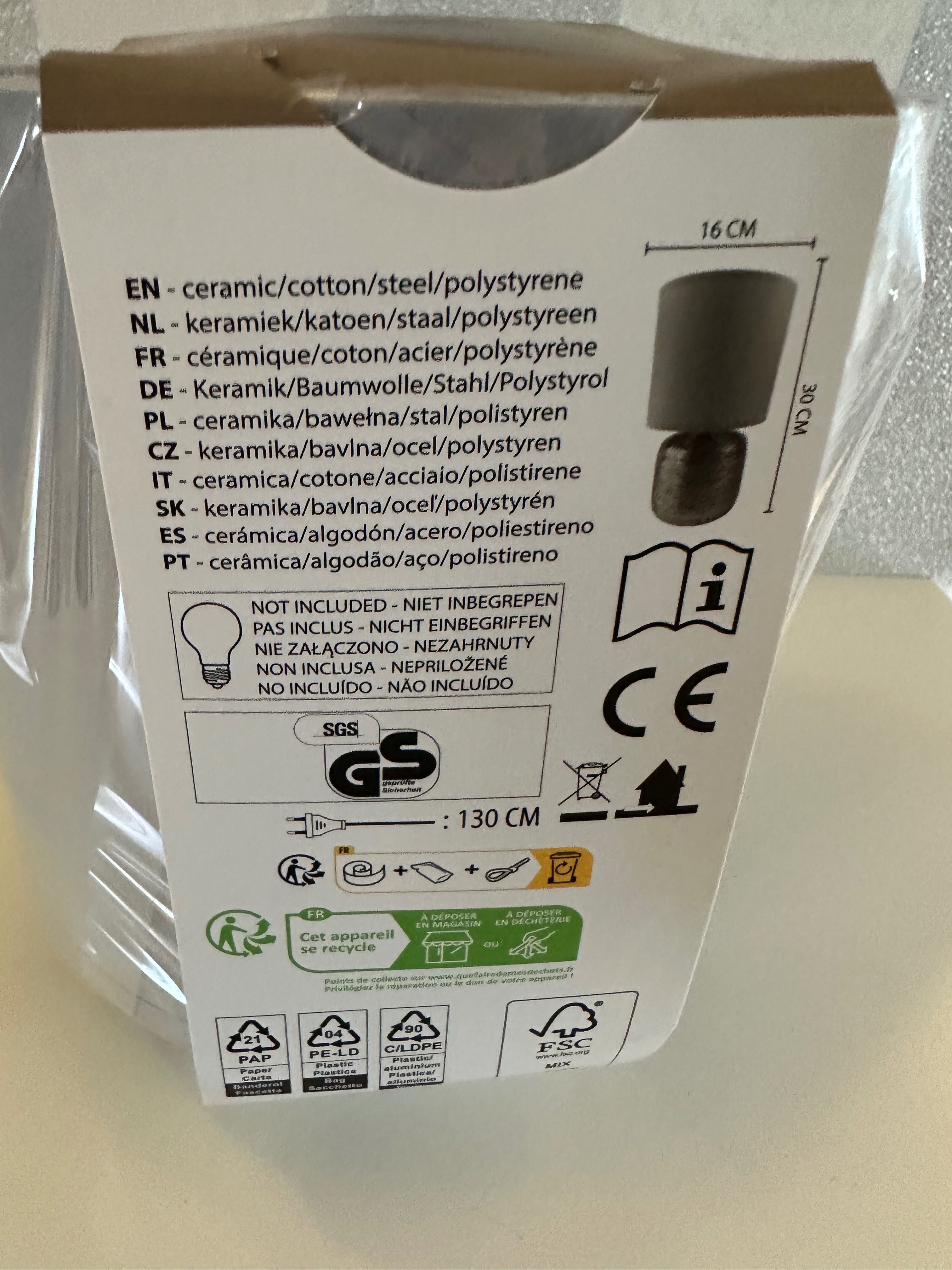 Nowa lampa stołowa szaro-srebrna