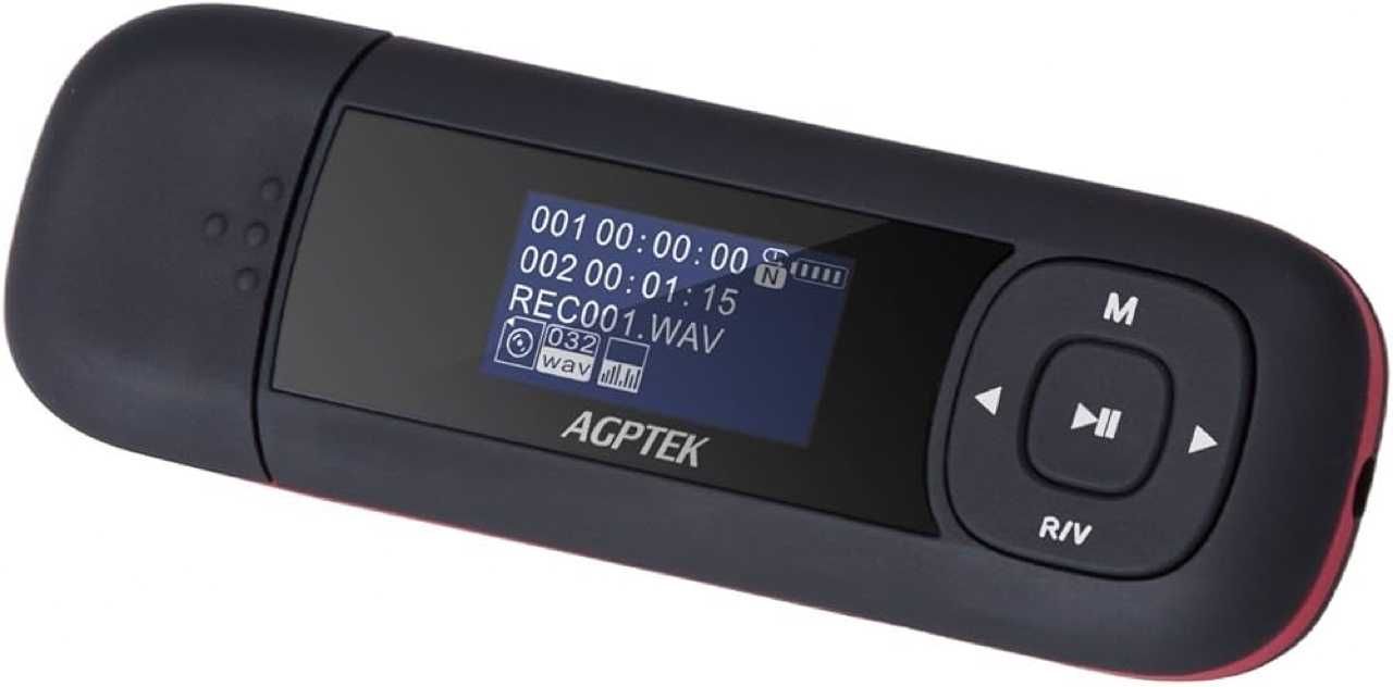 AGPTEK 8GB przenośny USB MP3 Player 1” LCD USB z FM, nagrywanie, U3