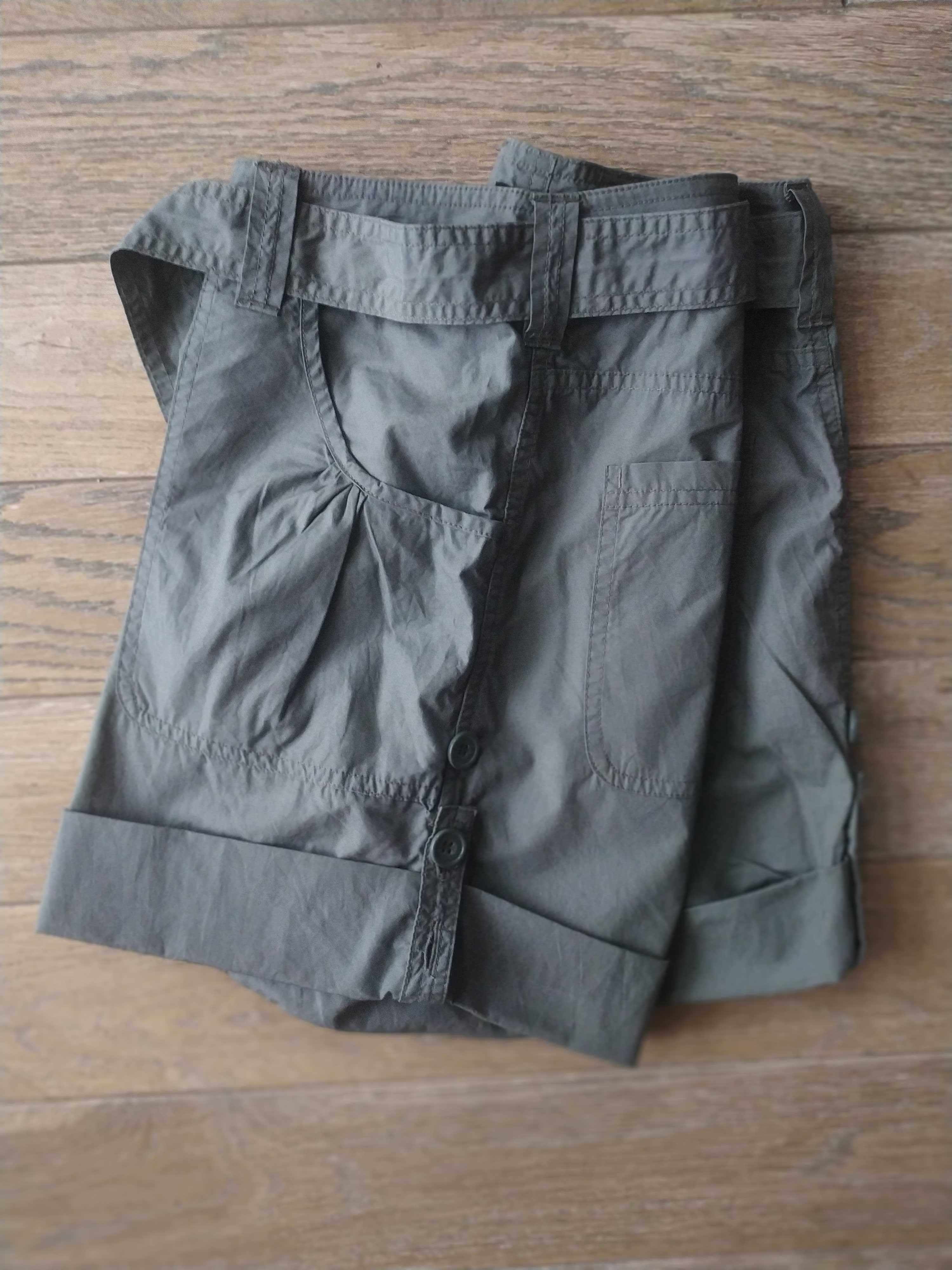 Fajne krótkie spodenki zielone khaki S 36 H&M