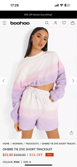 Костюм літній фірмовий boohoo шорти кофта коротка