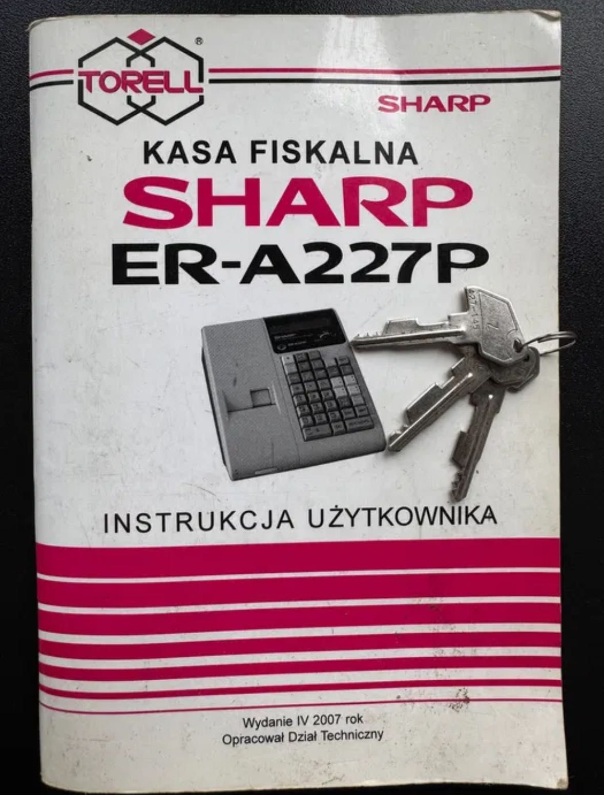 Klucz z kasa fiskalna i INSTRUKCJA Uzytkowania SHARP ER-A227P