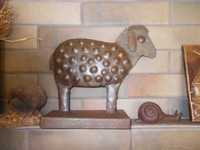 Dekoracja rustykalna - owca, metal brązowiony