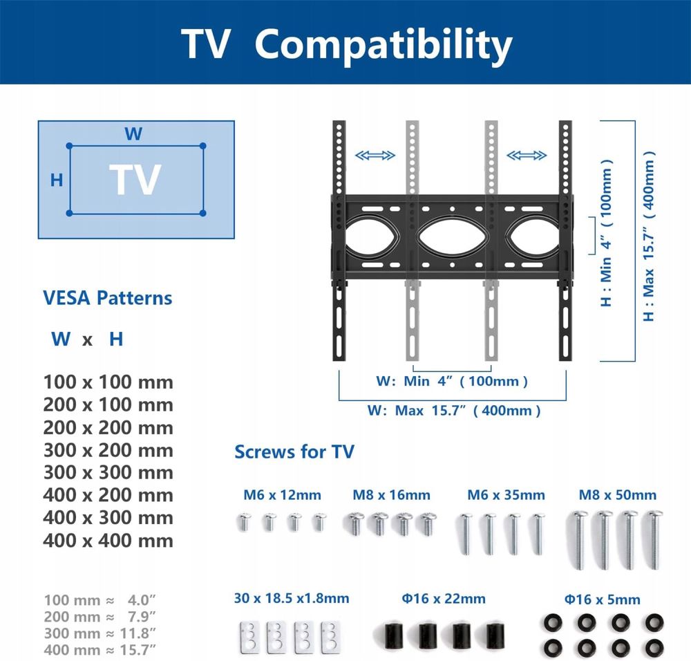 telewizorów 23-55 cali maks 40 kg VESA 400 x 400 mm