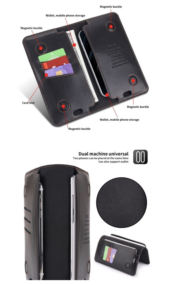Кожаный универсальный чехол-кошелек POLA для iPhone