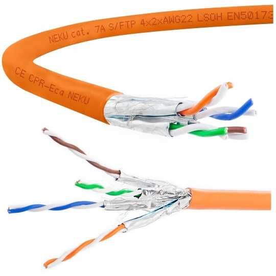 Kabel FTP kat.7A S/FTP 4x2x0,64 Neku 40