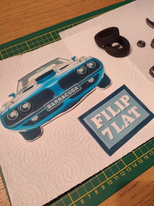 Zestaw dekoracji z masy cukrowej barracuda auto mechanik na tort