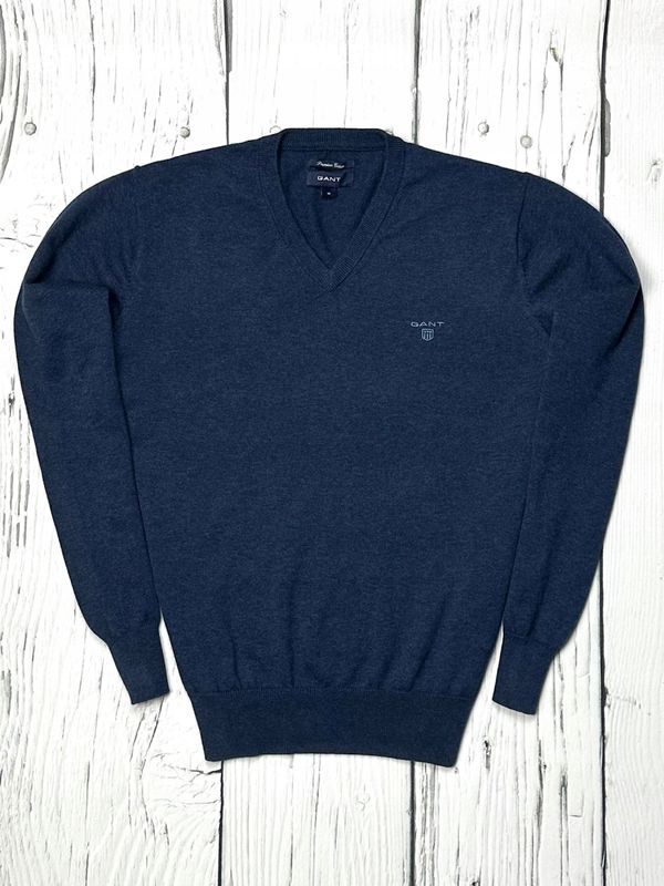 Gant Sweterek Męski w Serek Premium Cotton Logowany na Piersi r. M