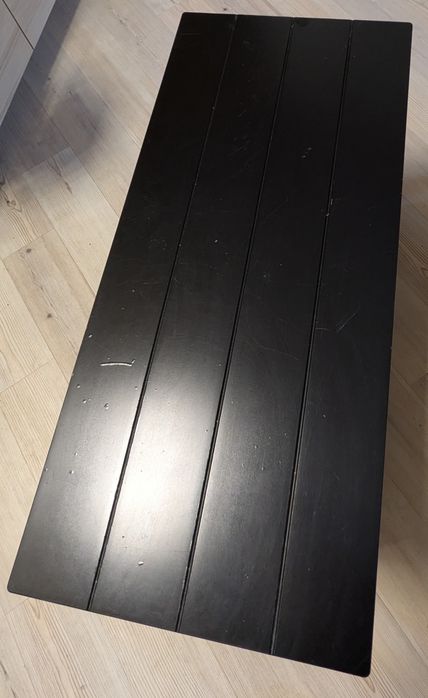 IKEA PINNIG – półka na buty z siedziskiem, czarna, metalowa, 79×35×52