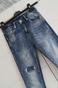 ITALY jeansy rurki niebieskie XS jak nowe