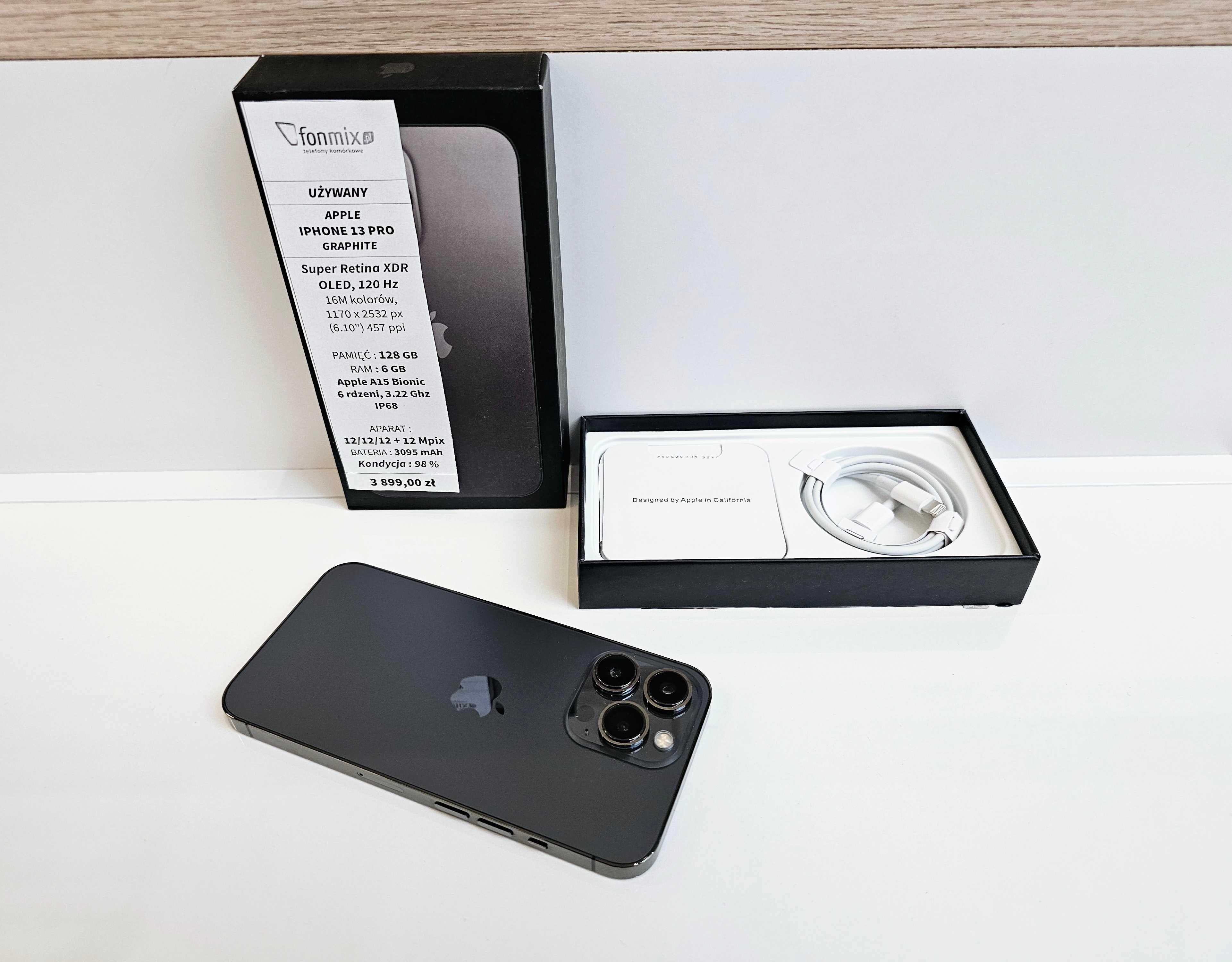 Telefon Apple iPhone 13 Pro 128GB Graphite / Bateria 98% / Fonmix