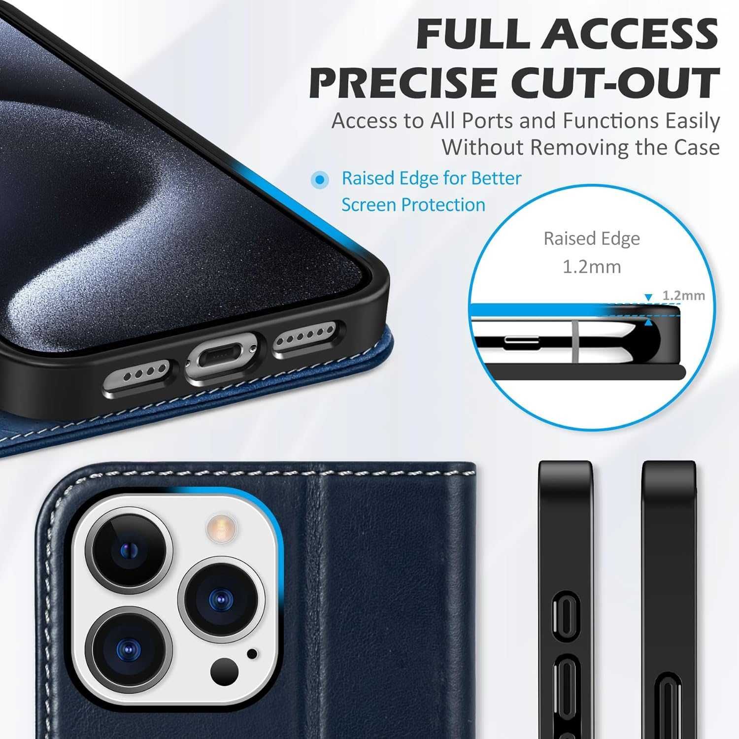 SHIELDON Etui do iPhone 15 Pro Max 5G granatowe skóra