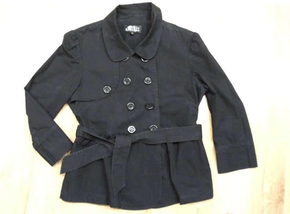 Czarna marynarka trencz pasek New Yorker r. 40