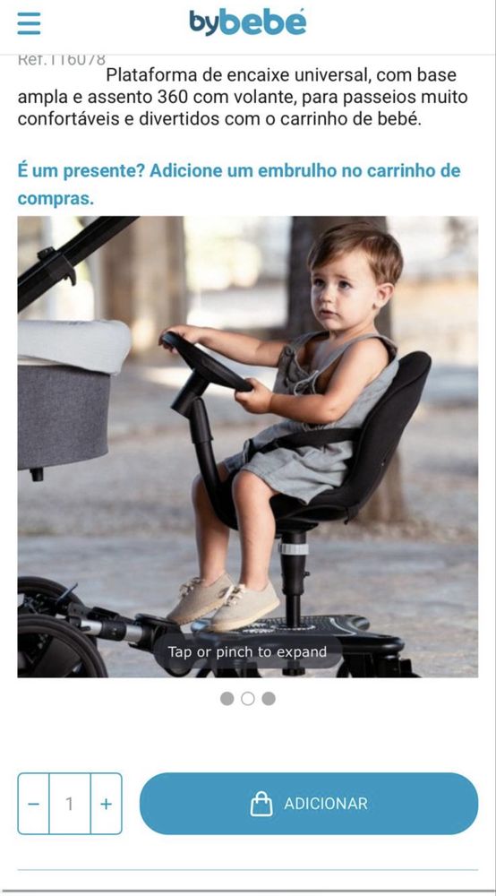 Plataforma com Assento para Carrinho de Bebé Rider 360