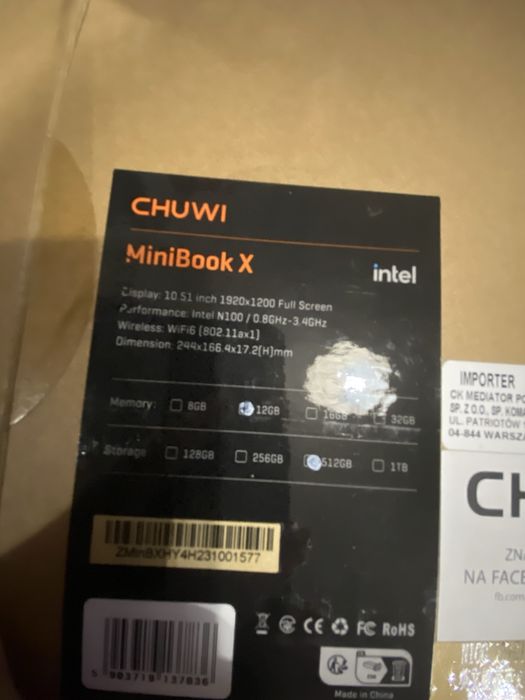 Laptop CHUWI MiniBook X 2023 10,51” Windows 11 home
