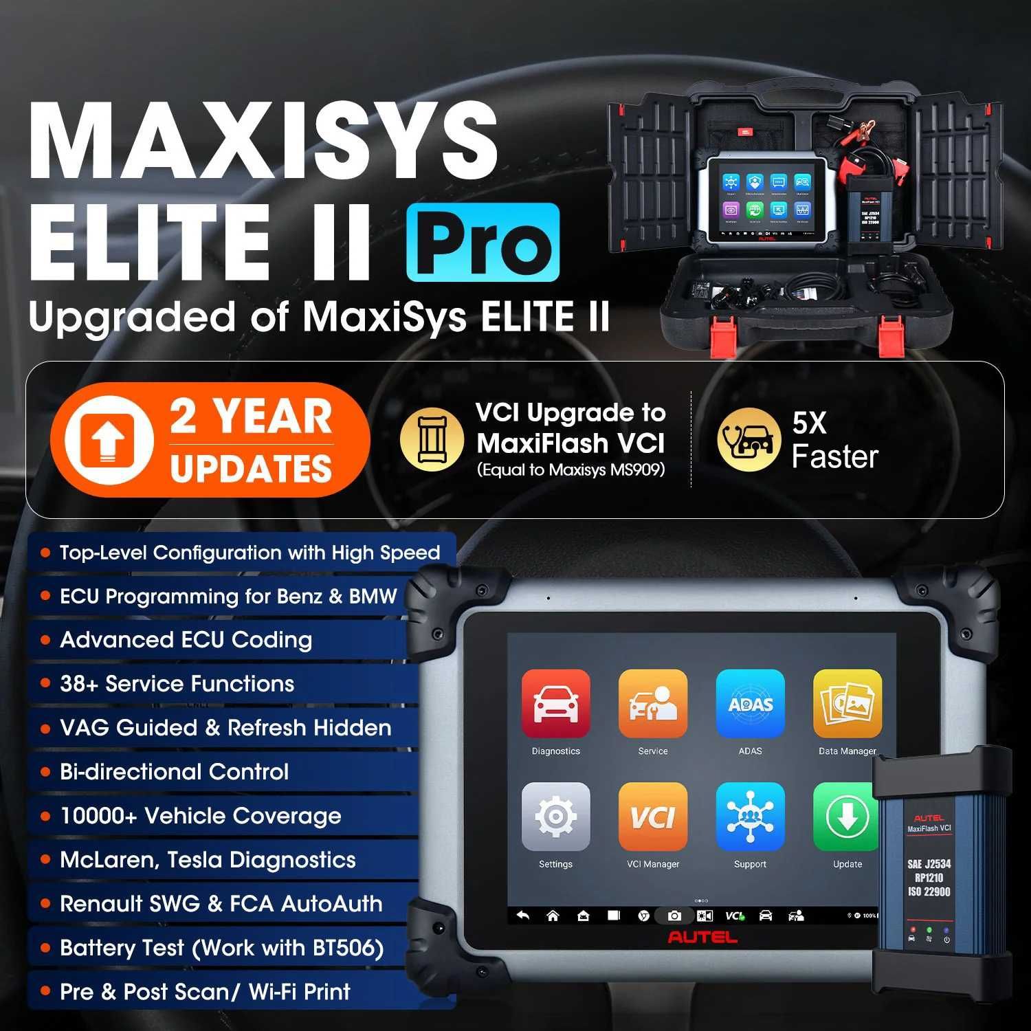 Autel MaxiSys MS Elite II PRO KIT+40 Funções Programação Online (NOVO)
