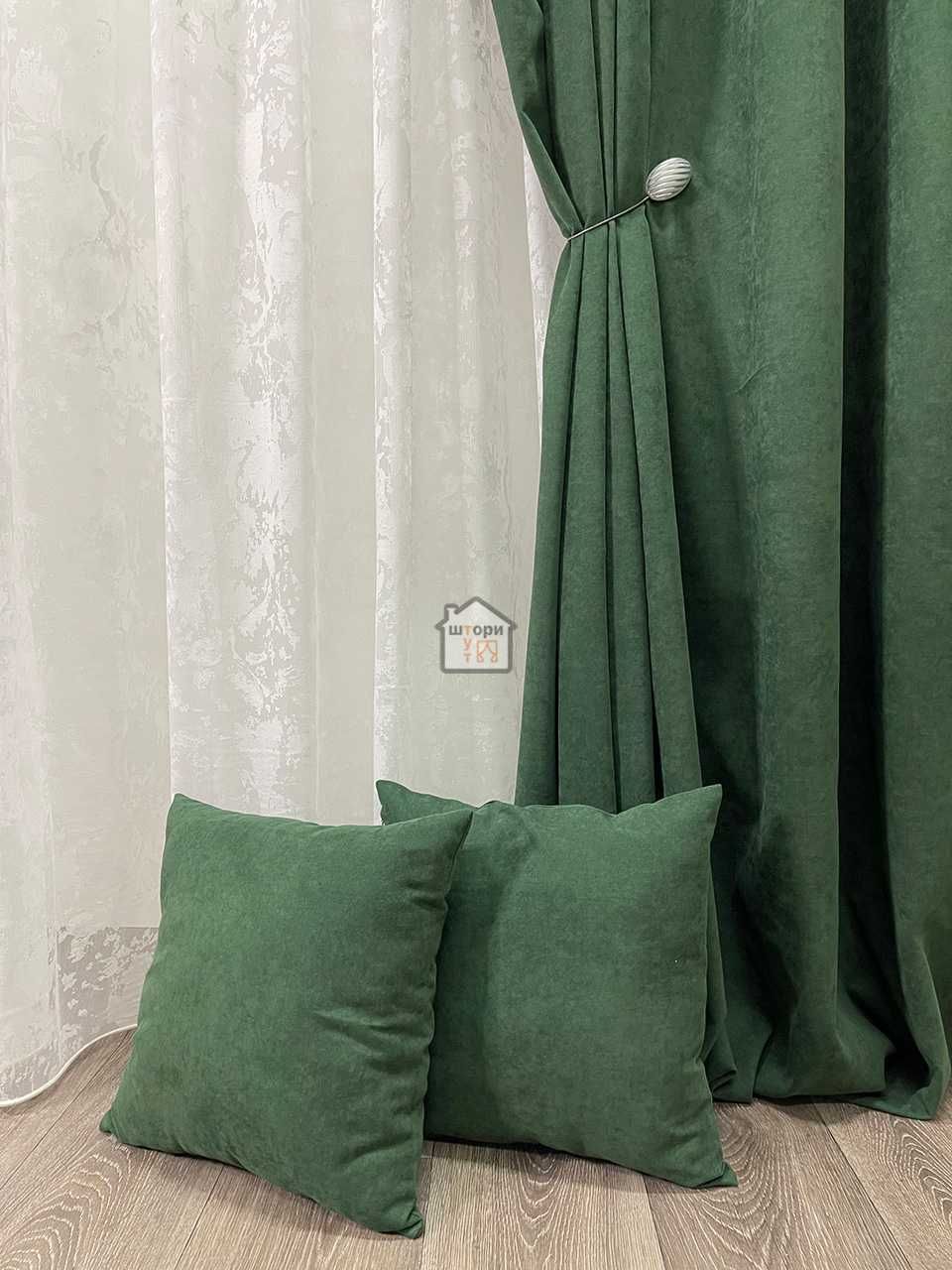 Мікровелюр штори зелені, оливка, хакі на відріз petek | Портьєри Тюлі