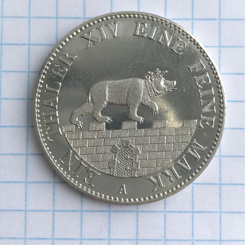 Монета 1 талер 1855 год серебро оригинал