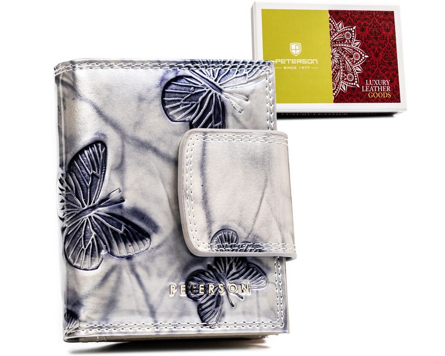 skórzany portfel damski na bigiel i zatrzask - peterson