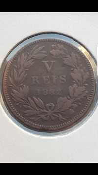 Moeda V Reis Bronze Monarquia D.Luis I 1882 (MBC)