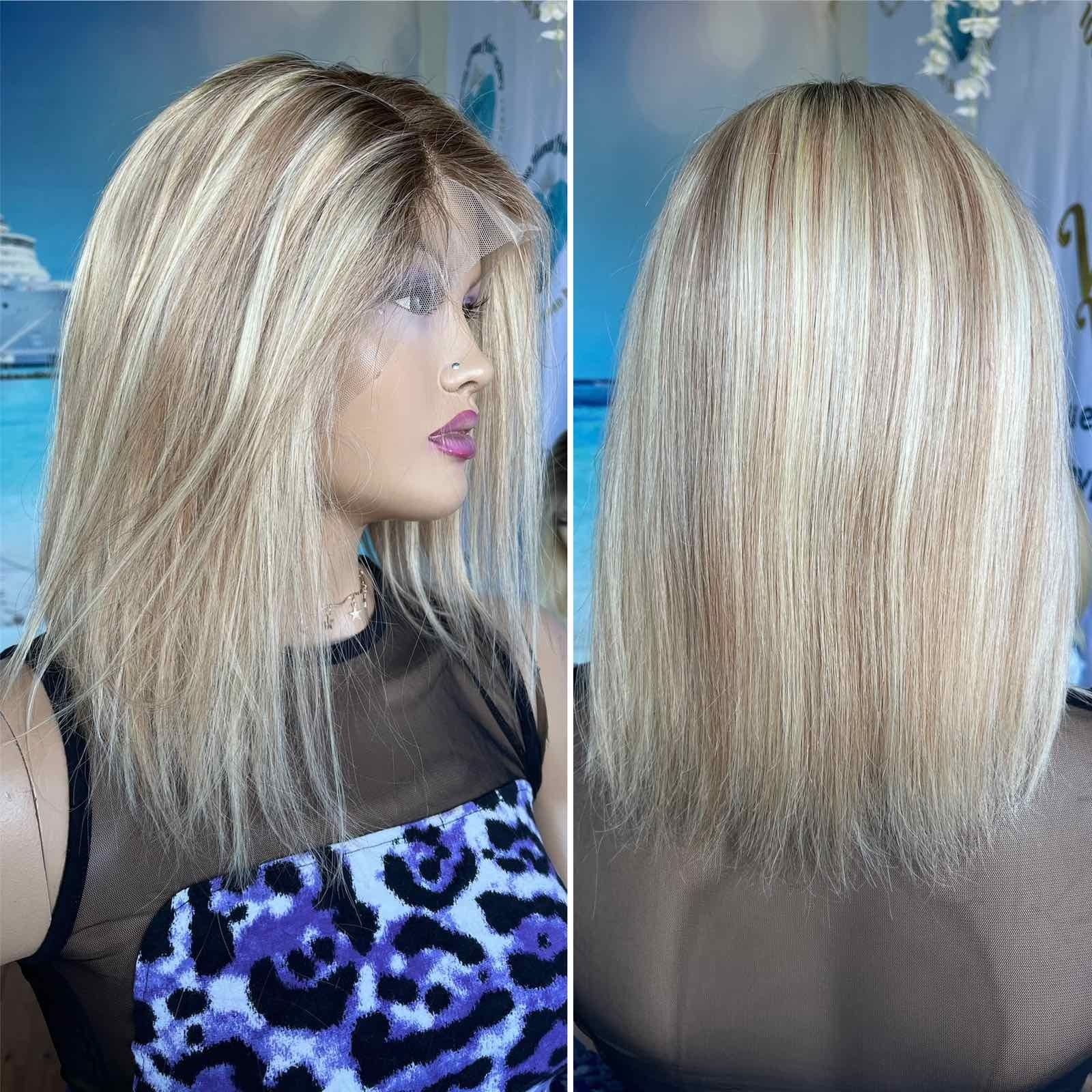 Натуральный парик имитация кожи славянские детские волосы блонд корни
