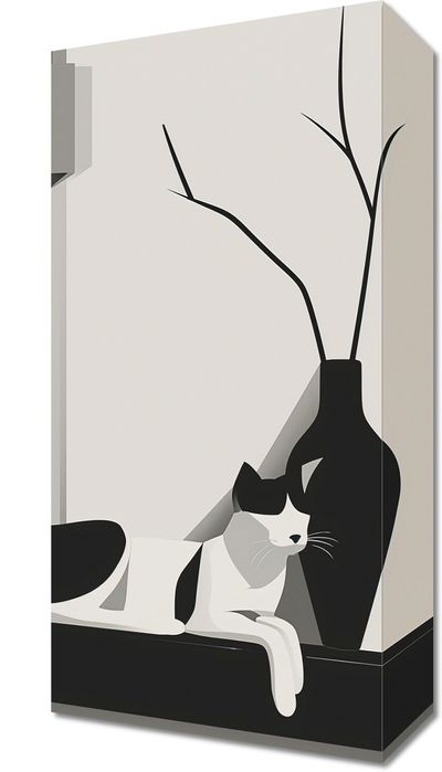 Obraz 20x40cm Kot w Odcieniach Szarości
