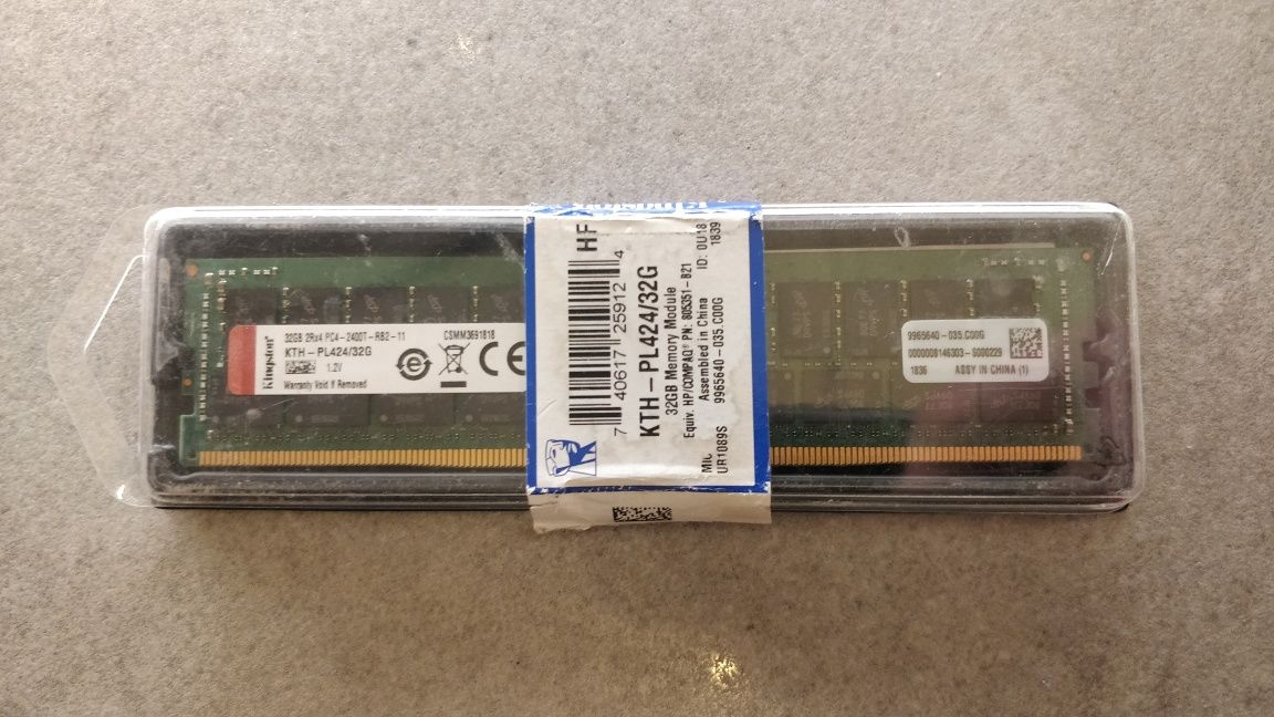 Pamięć RAM 32GB DDR4 PC4 32 GB KTH-PL424/32G DDR4 2400 MHz Kingston