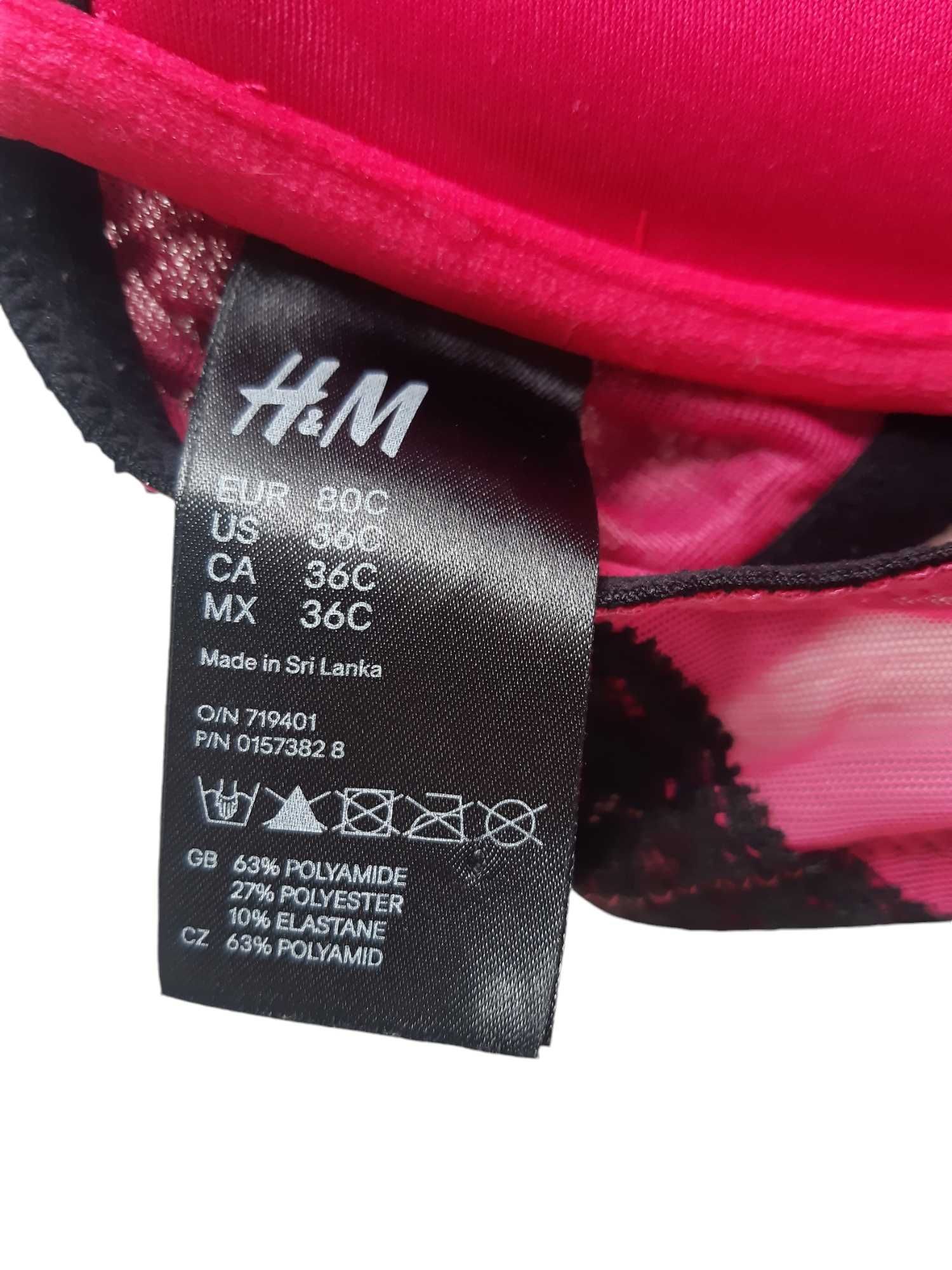 Różowy stanik biustonosz 80C 36C push up H&M bielizna damska pushup