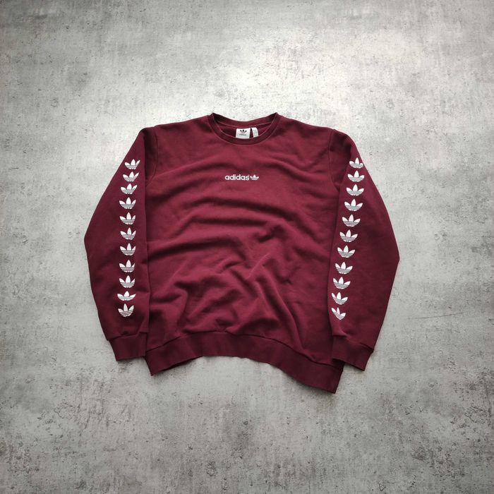 MĘSKA Bluza Bordowa Lampas Bawełna bez Kaptura Adidas Originals Haft