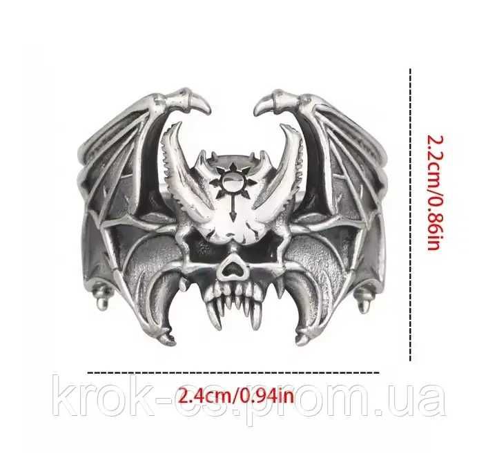 Кільце печать "Череп.Летюча миша;" захист воїна,оберіг, талісмант