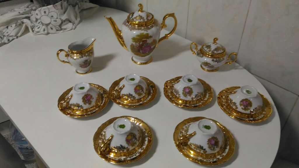 Serviço de chá, Bavária, gold 24 kabat.(novo preço)