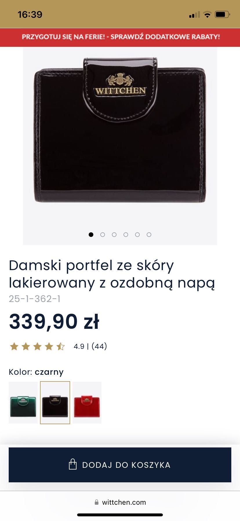 Portfel damski wittchen czarny lakierowany