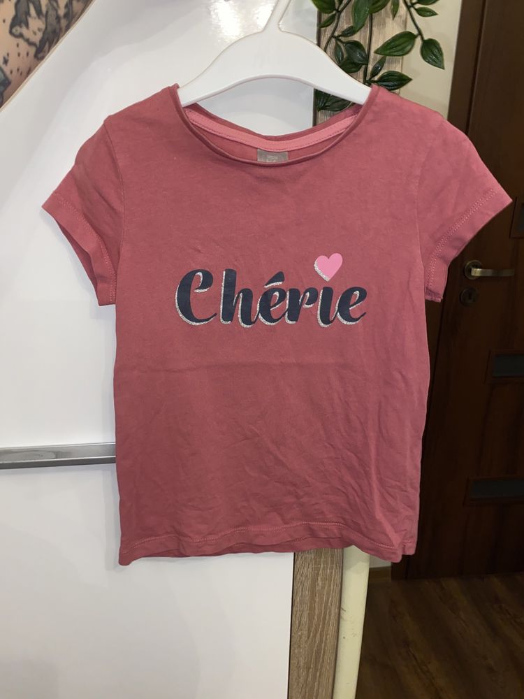 Bluzka 116 bawełna 100 % koszulka t-shirt cherie różowa