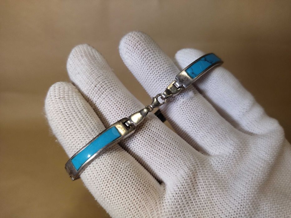 Серебряный браслет Бирюза, браслет бирюза, браслет голубой камень