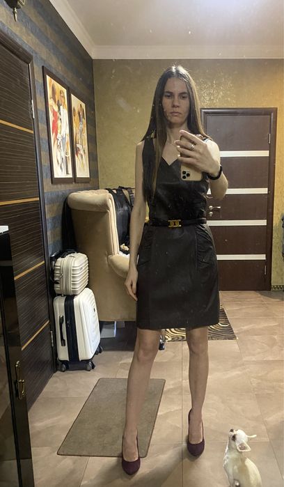 Сукня натуральна шкіра шоколад