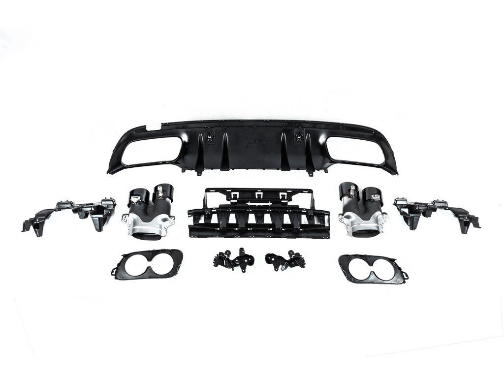 Mercedes C-сlass W205 2014-2021р Задній дифузор з насадками Дизайн C43