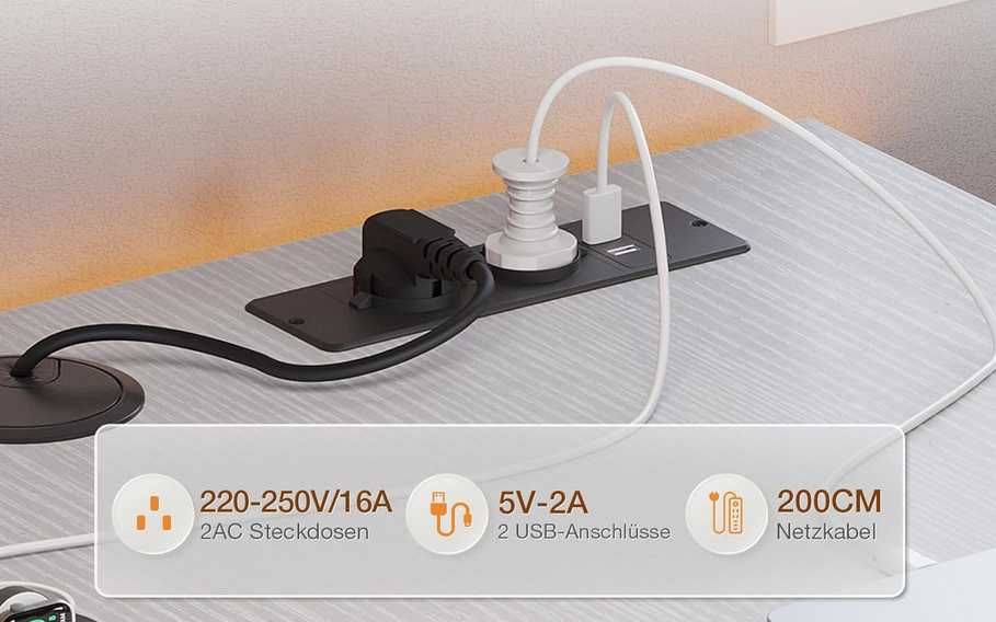 Mesa de gaming secretária branca  140 x 80 cm  LED e vários acessórios