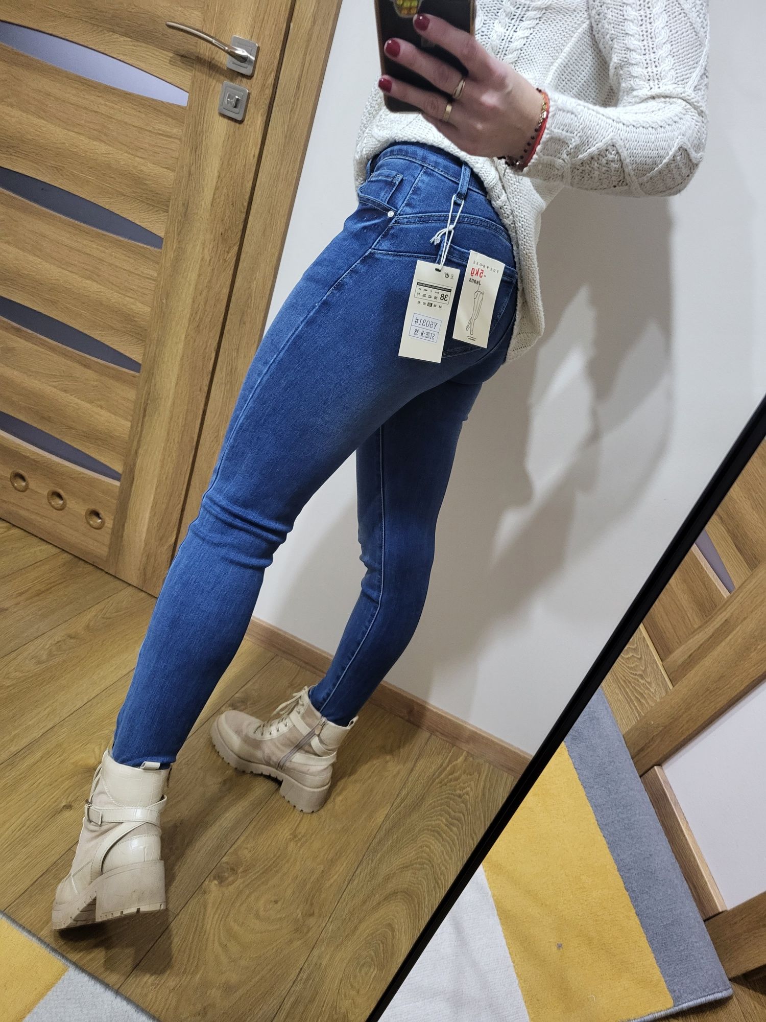 Spodnie jeans rurki XL niebieskie -5kg