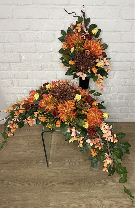 Komplet wiązanka z bukietem nagrobna cmentarz