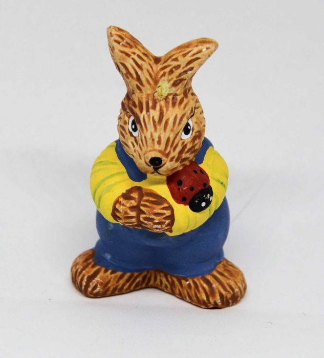 Ceramiczna Figurka Zając z biedronką Niesygnowana