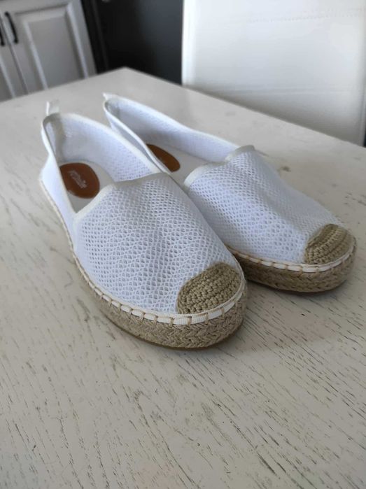 Białe espadryle damskie rozmiar 39 ze słomkową podeszwą